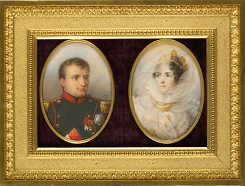 Portrait of Napoleon & Josephine in gold coloured frame